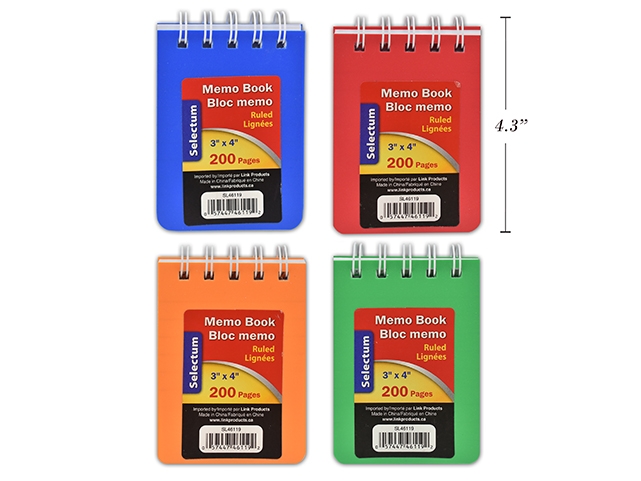 Selectum Coil Top Bound Poly Notebook 3" x 4", 100 pages ~ 12 pads per pack-0