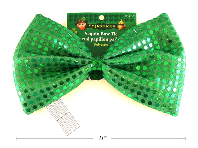 St. Patrick's Day Green Sequin Bow Tie with Elastic-0