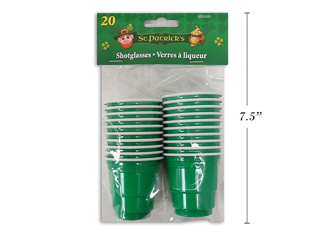 St. Patrick's Day Disposable Green Beer Cup Shot Glasses - 2oz ~ 20 per pack-0