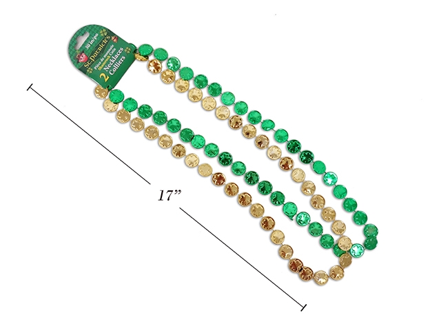 St. Patrick's Day Lucky Shamrock Coin Necklace - 30" ~ 2 per pack-0