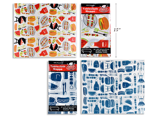 BBQ Printed Plastic Tablecover ~ 54" x 108"-0