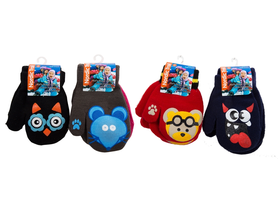 Kid's Animal Face Character Mittens -0