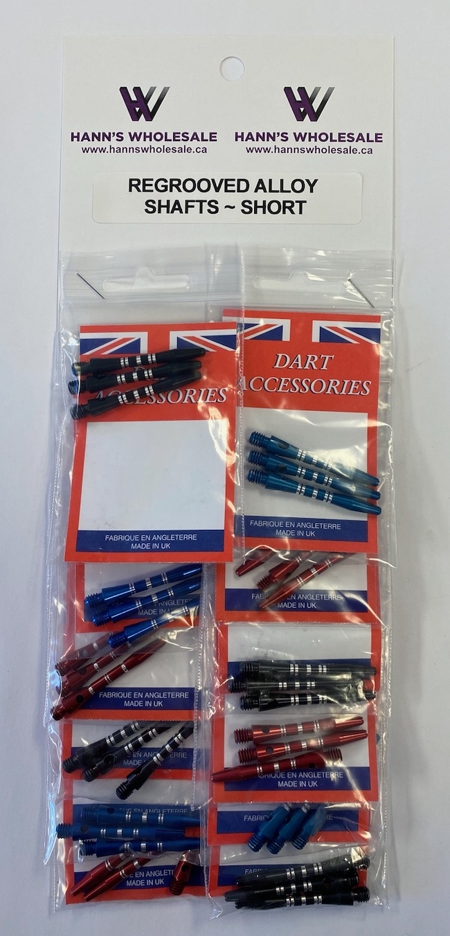 Regrooved Alloy Assorted Shafts - SHORT ~ 12 per card-0