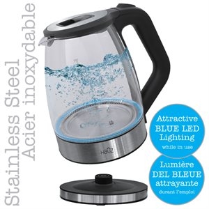 Illuminating Glass Kettle - STAINLESS STEEL ~ 1.7L / 12 Cups-0