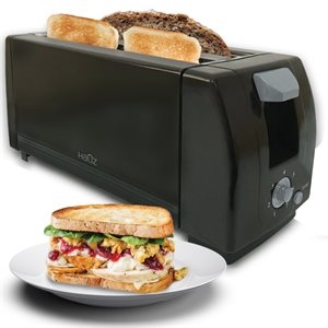 Long 4-Slice Toaster ~ Black-0