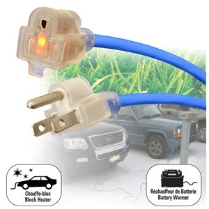 Outdoor Extension Cord with Lighted Plug ~ 25' / 7.6M-0