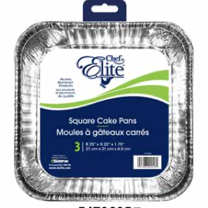 Chef Elite Square Cake Pan - 8.25" x 8.25" x 1.75" ~ 3 per pack-0