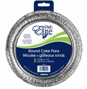Chef Elite Round Cake Pan - 9" dia x 1.5" ~ 3 per pack-0