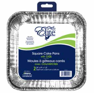 Chef Elite Square Cake Pan s with Lids - 9" x 9" x 1.5" ~ 2 per pack-0
