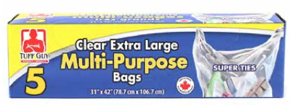 Tuff Guy Extra Large Multi-Purpose Clear Garbage Bags ~ 5 per box-0