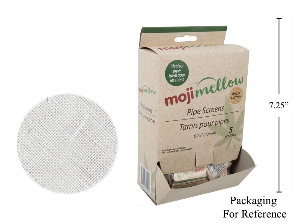 MojiMellow Replacement Silver Pipe Screens - 5 per pack ~ 100 pack per display -0
