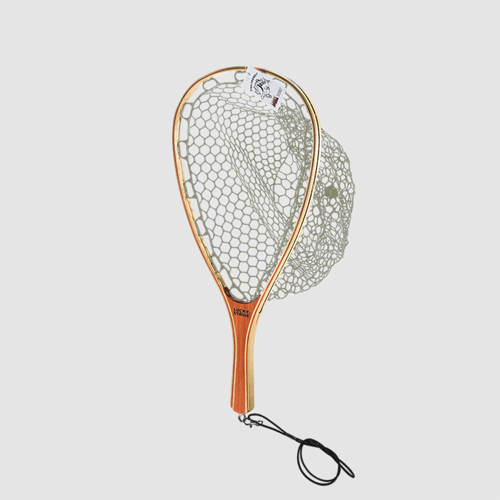 Lucky Strike Wooden Trout Net with Rubber Mesh ~ Model No. WR-1-0