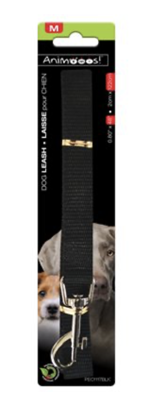 Animoos Black Nylon Dog Leash ~ 0.8" x 48"-0