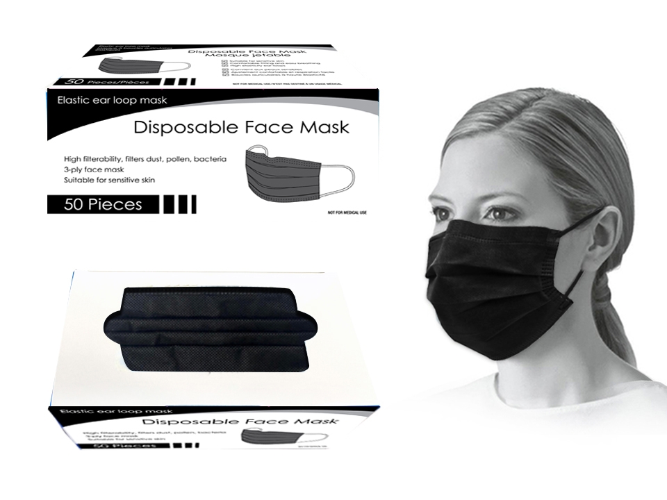 Bodico 3-Ply Disposable Mask - Black ~ 50 per box-0