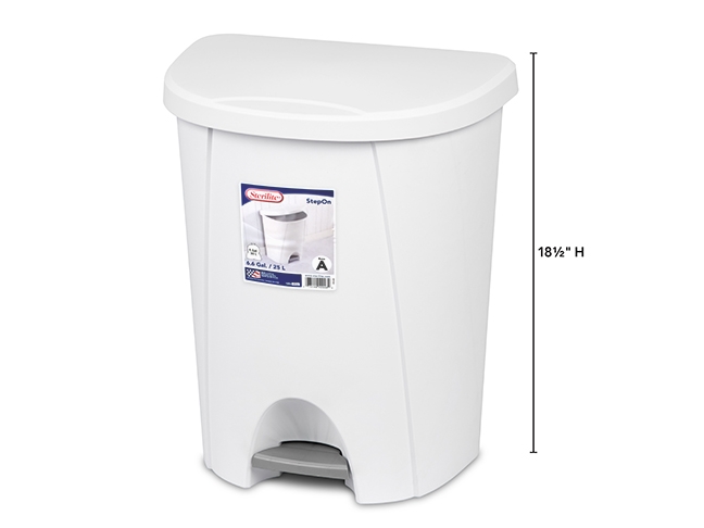 Sterilite Step-On Plastic Wastebasket - White ~ 25 Litre-0