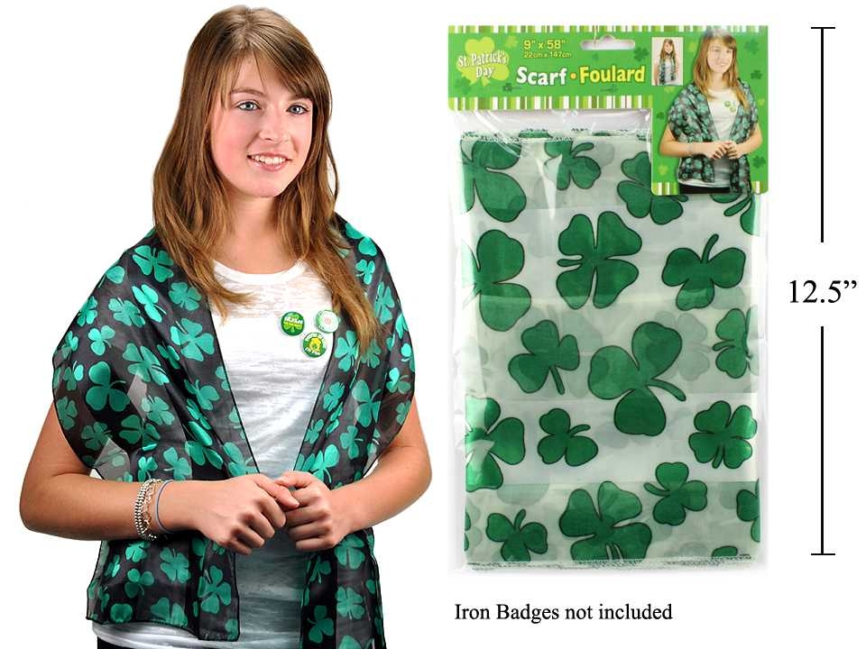 St. Patrick's Day Scarf with Shamrocks -0