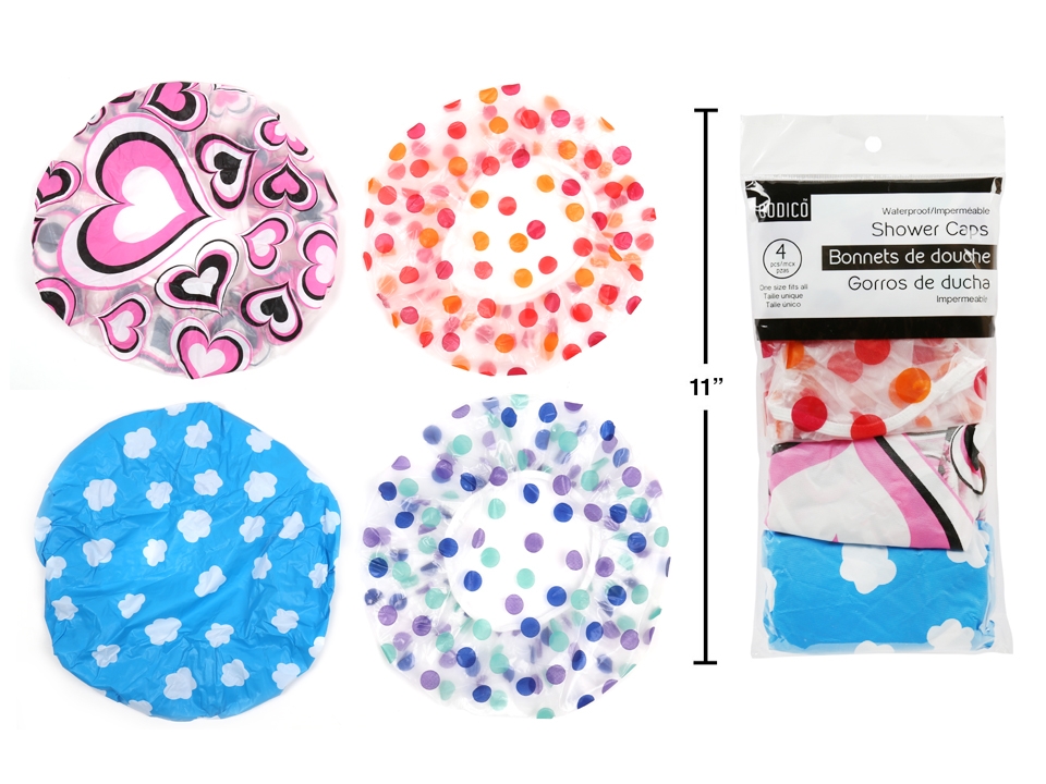 Bodico Printed Shower Caps ~ 4 per pack-0
