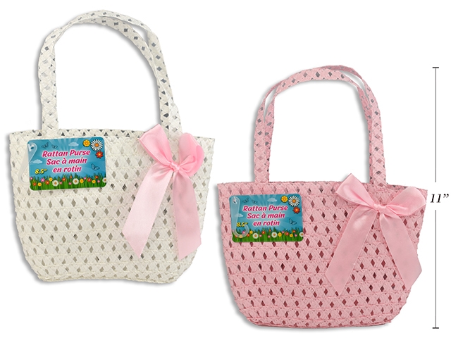 Easter Rattan Purse with Bow ~ 8.5"-0