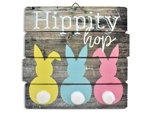 Easter Pom Pom Tail MDF Bunny Hanging Plaque ~ 10"L-0