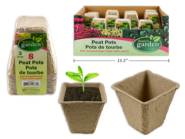 Square Paper Peat Pots - 3" ~ 8 per pack-0