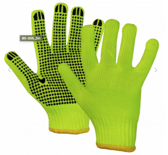 Yellow High Vis Knit Polyester Gloves with PVC Dots ~ sold by the dozens only-0