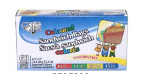 Chef Elite Colored Zipper Sandwich Bags - 6.5" x 6" ~ 60 per box-0