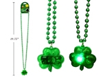 St. Patrick's Day Battery Operated 2-LED Flashing Shamrock Necklace ~ 33"-0