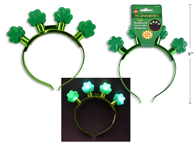 St. Patrick's Day 4-LED Battery Operated Shamrock Headband-0