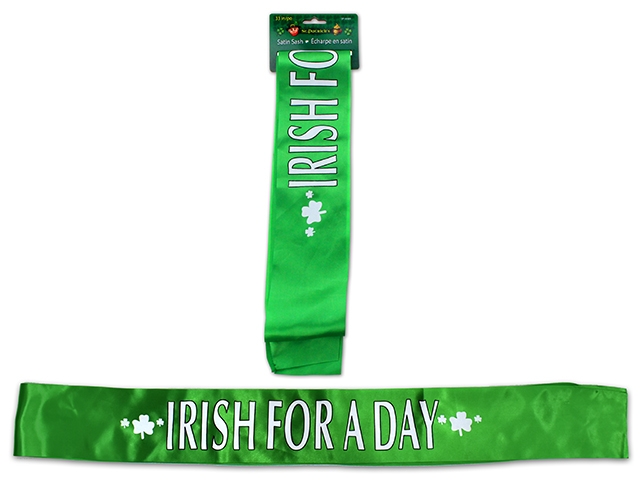 St. Patrick's Day "Irish for a Day" Satin Sash ~ 33"-0