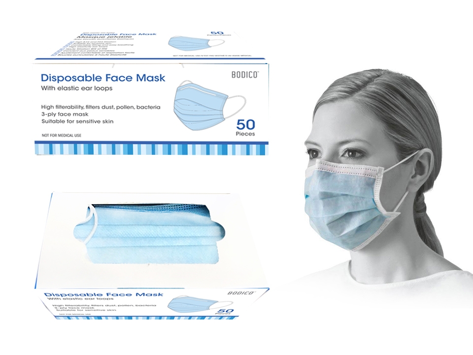 Bodico 3-Ply Disposable Mask - Blue ~ 50 per box-0