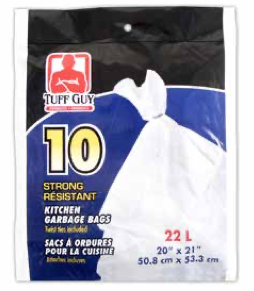 Tuff Guy Kitchen Garbage Bags - White ~ 10 per bag-0