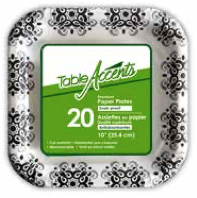 Table Accents Premium Square Paper Plates - Soak-Proof - 10" ~ 20 per pack-0