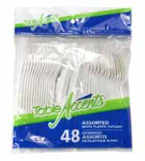 Table Accents Assorted Plastic Cutlery ~ 48 pieces per pack-0