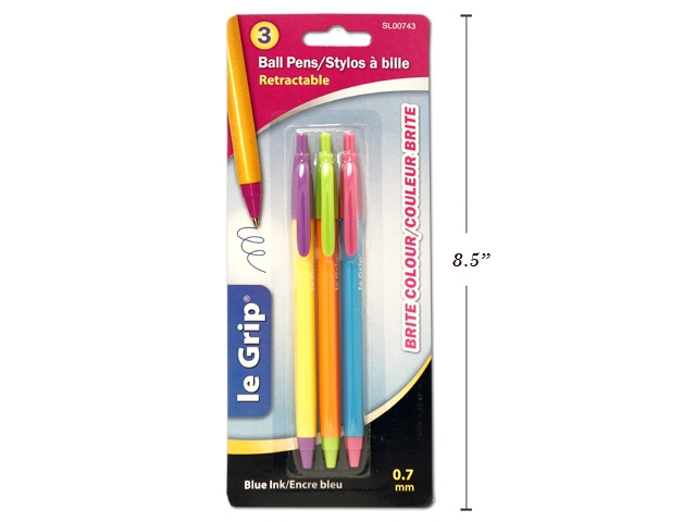 Selectum "Brites" Retractable Ball Pens - Blue Ink ~ 3 per pack-0
