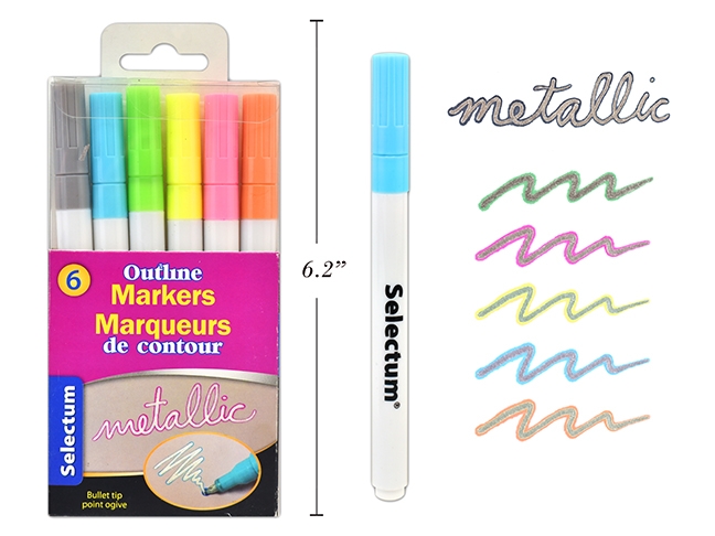 Selectum Outline Markers - Bullet Tip ~ 6 per pack-0