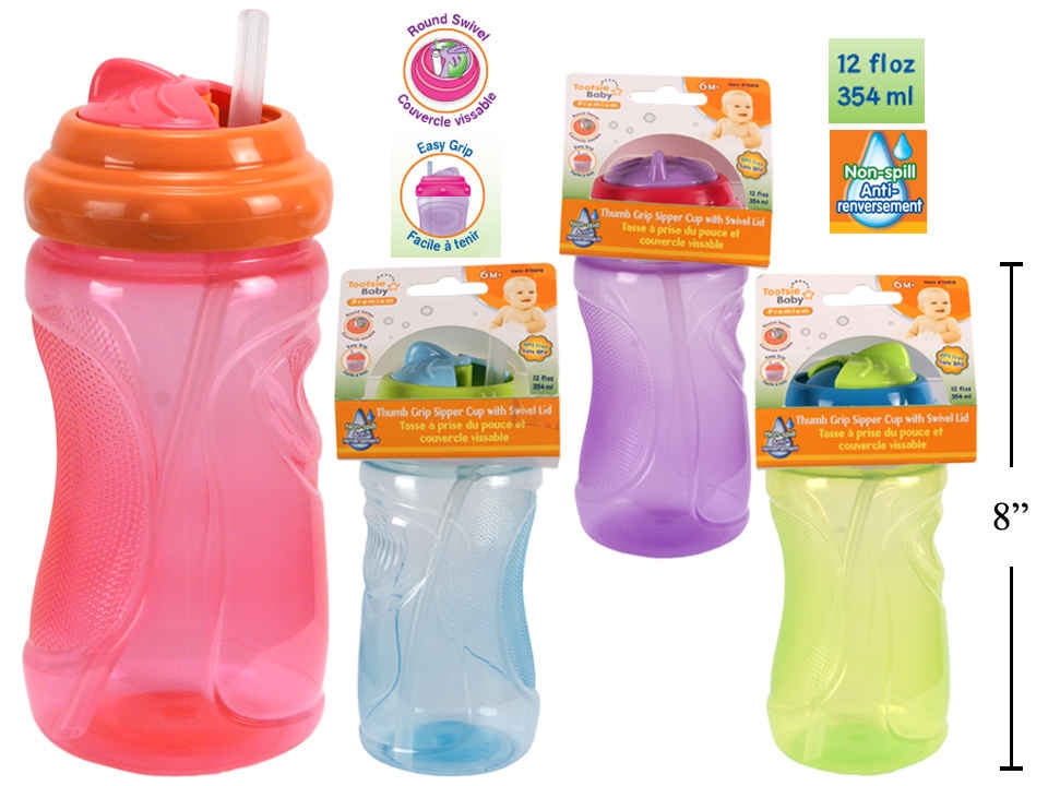 Tootsie Baby Thumb Grip Sipper Cup with Swivel Lid ~ 12oz-0