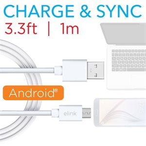 Micro USB Charge & Sync Cable ~ 3.3' / 1M-0