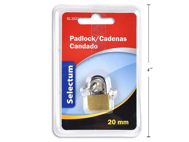 Selectum Brass Padlock with 3 Keys ~ 20mm-0
