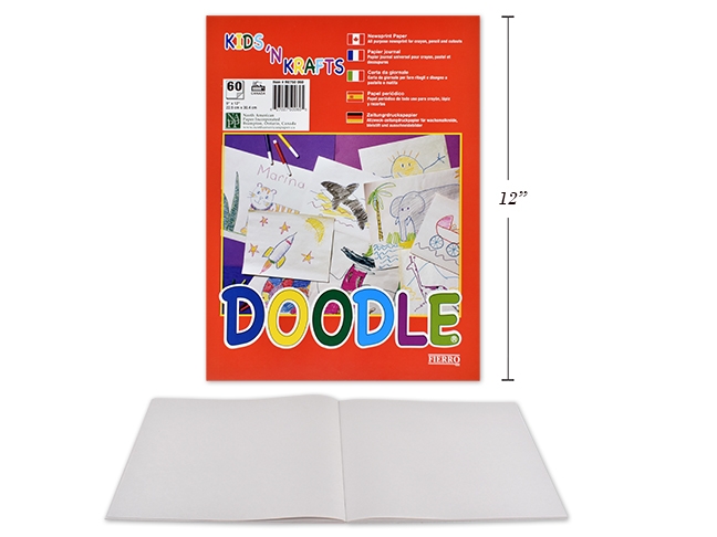 White Newsprint Doodle Pad - 60 sheets ~ 9" x 12"-0