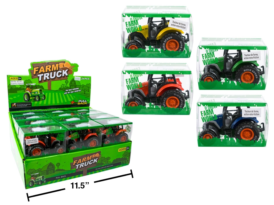 Die-Cast Farm Tractor with Pull Back Action-0