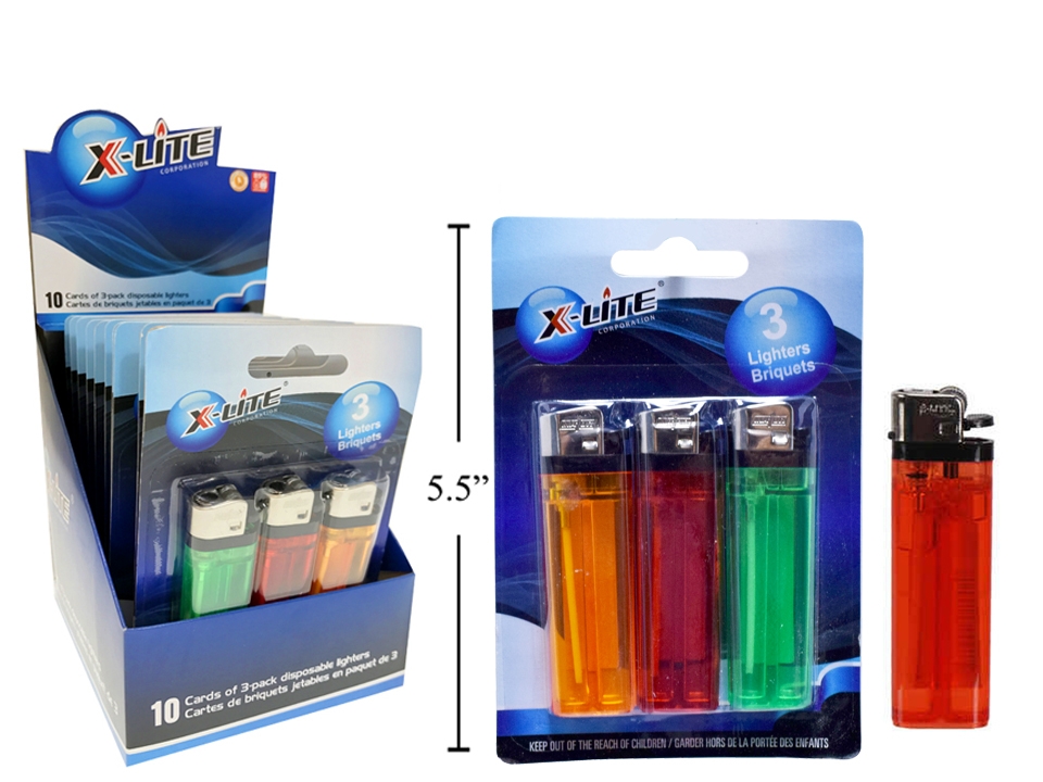 X-Lite Disposable Clear Lighters ~ 3 per card-0
