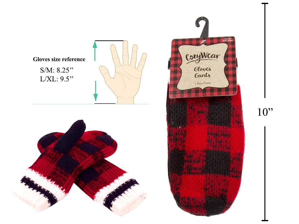 Adult Buffalo Plaid Mittens ~ 2 Sizes-0
