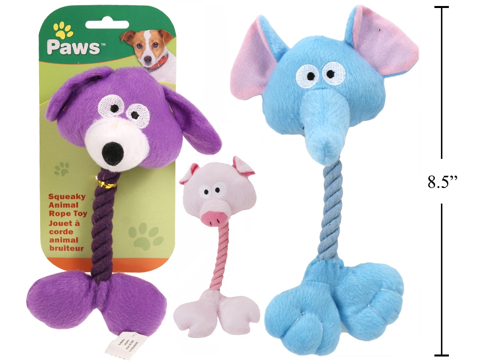 PAWS Squeaky Animal Rope Toy ~ 8.5"L-0