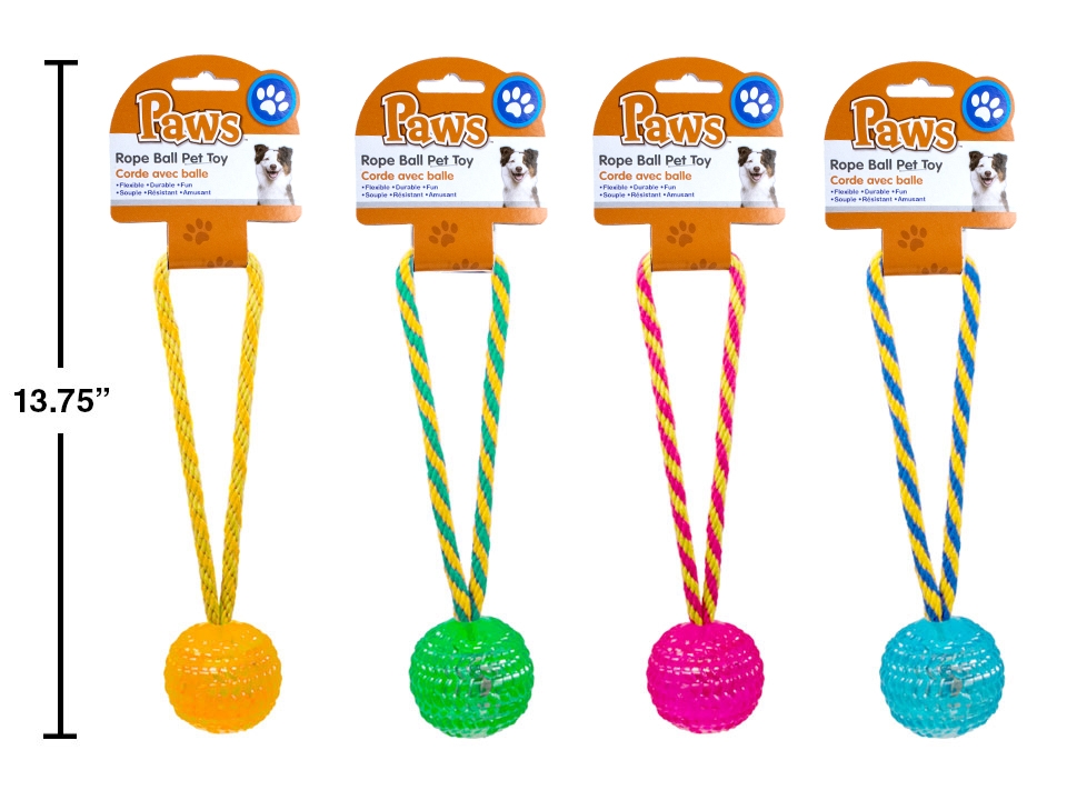 PAWS Rope Ball Dog Toy ~ 9.5"L-0
