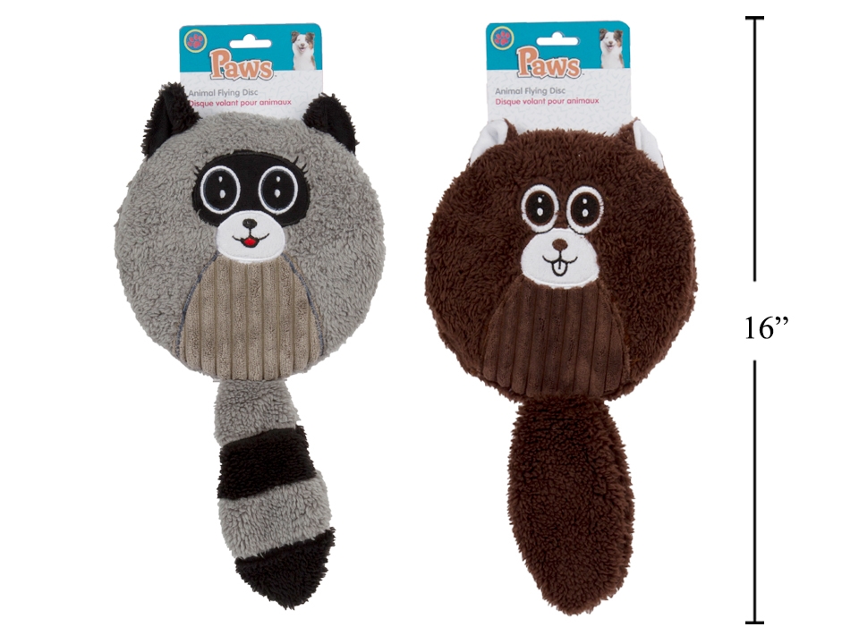 PAWS Crazy Critters Plush Flying Disc with Squeaker Dog Toy-0