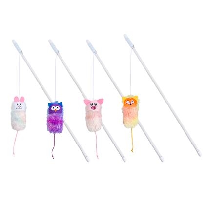 Rainbow Plush Cat Rod Toy -0