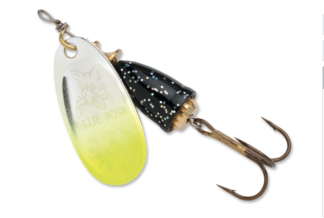 Blue Fox Classic Vibrax Spinner - Blade 1 - 1/8oz ~ Chartruese Tipped / Silver Flake-0