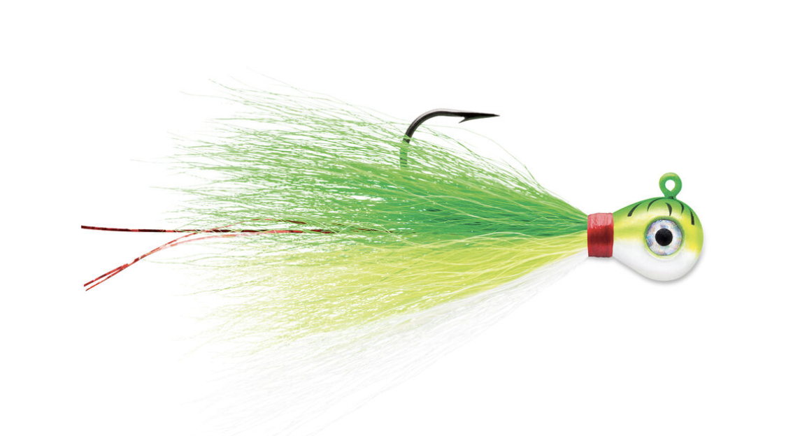VMC BKJ Bucktail Jig - 3/8oz - 2 per pack ~ Green Fire UV-0