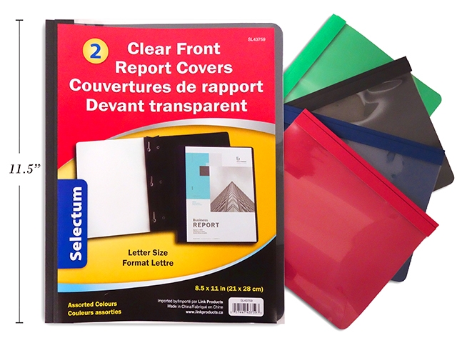 Selectum 3 Prong Clear Front Report Covers ~ 2 per pack-0