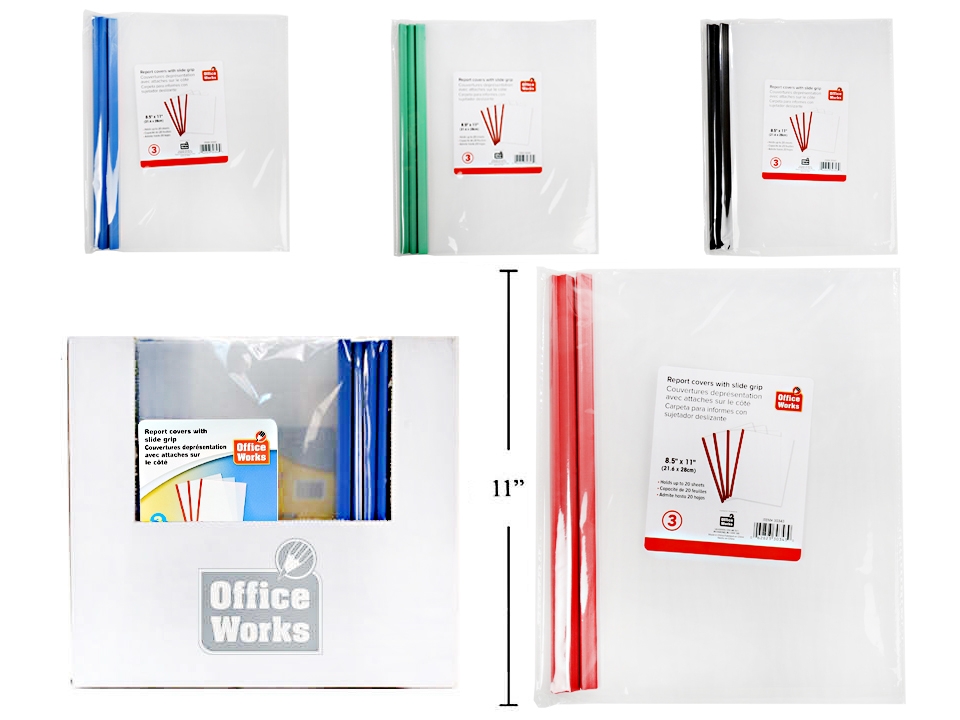 Office Works Report Covers with Slide Grip - 3 per pack-0
